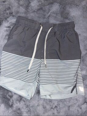 Vuori Gray and Light Gray Striped Swim Trunks Size XS